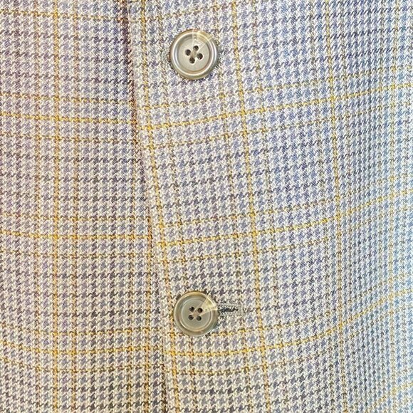 Vintage Chaps Silk Blazer 46L Gray & Tan  Plaid Women’s Oversized Mens - Picture 8 of 11